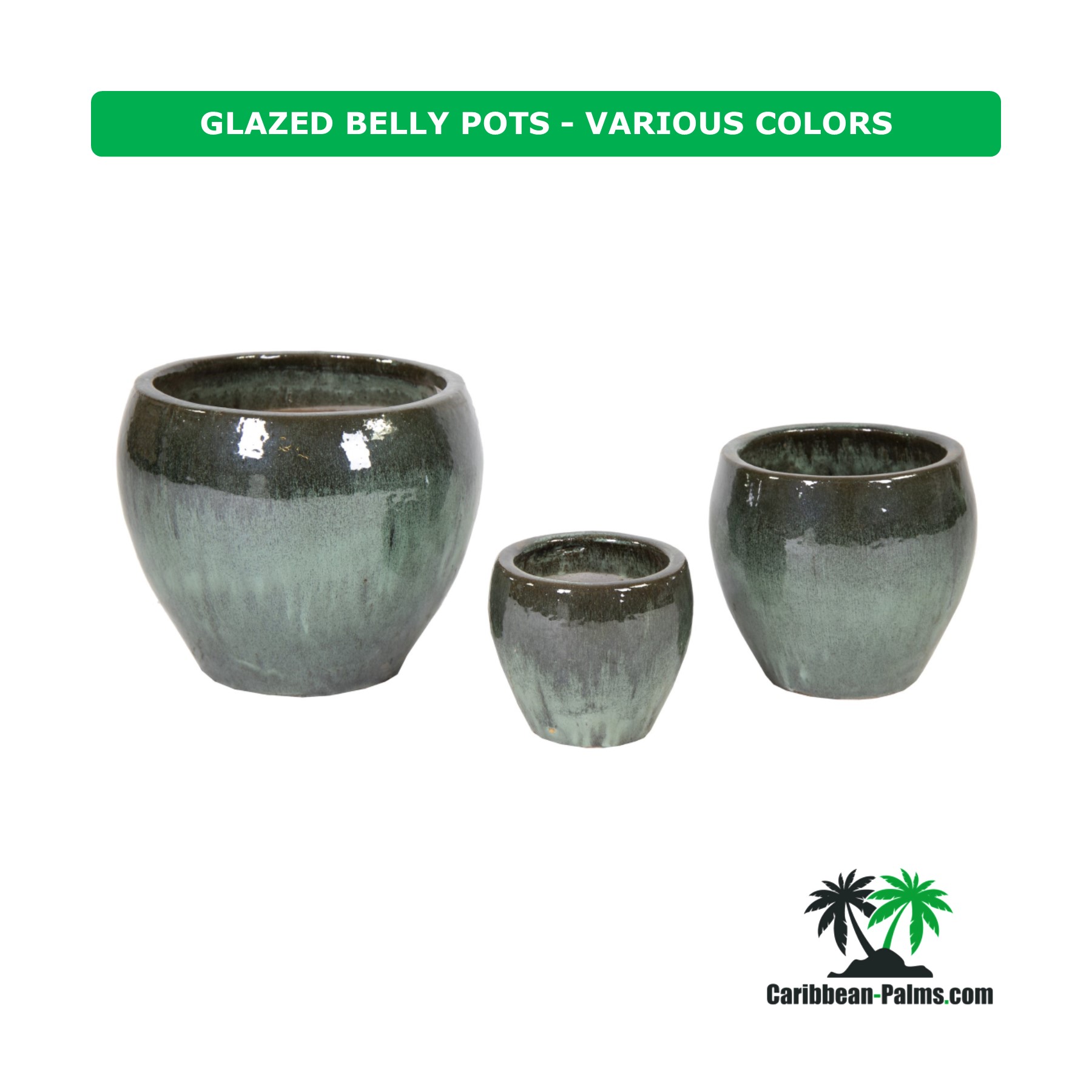GLAZED BELLY POTS VARIOUS COLORS